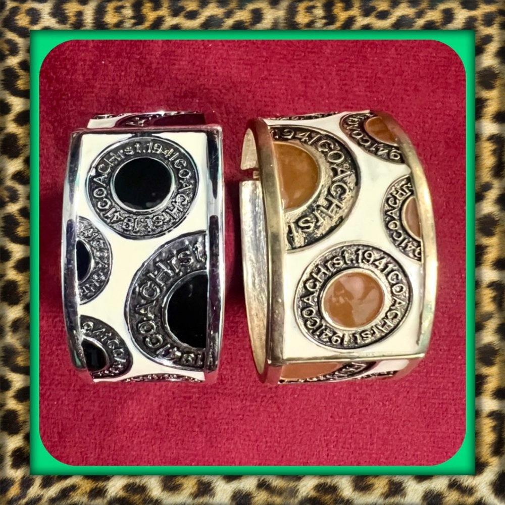 👑✅PRICE FIRM✅ Women's Fashion Black and Tan Enamel Cuff Bracelets. 2 set